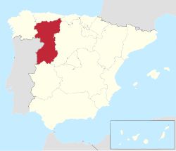 Map showing León in red on the map of Autonomous Communities of Spain.