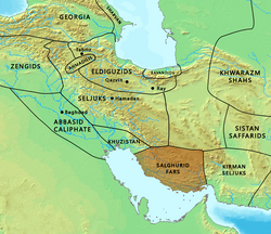 Map of the Salghurids in 1180 CE.[1]