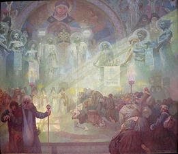 Mucha's The Slav Epic cycle No.17: The Holy Mount Athos (1926)