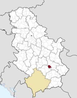 Location of the municipality of Merošina within Serbia