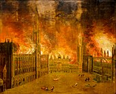 The Grand-Place on fire during the night of 13th to 14th August 1695, Anonymous; 146 x 180 cm