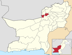 Karte von Pakistan, Position von Distrikt Quetta hervorgehoben