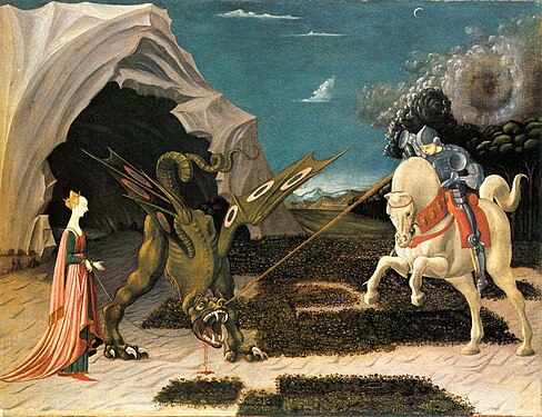 Saint George and the Dragon by Paolo Uccello, 1456.