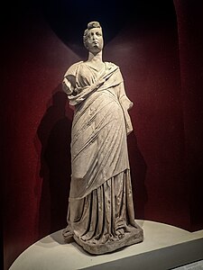 Statue of a woman with hairstyle dating to the later Roman Republican or Augustan period but body dating to 200-100 BCE