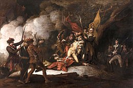 The Death of General Montgomery in the Attack on Quebec, December 31, 1775 by John Trumbull, 1834, Wadsworth Atheneum