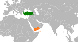 Map indicating locations of Turkey and Yemen