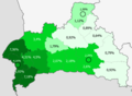 Ukrainians in the region   >6%   4–6%   2–4%   1–2%   <1%