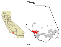 Lage von Ventura im Ventura County (rechts) und in Kalifornien (links)