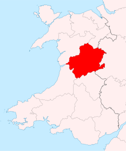 Montgomeryshire shown within Wales