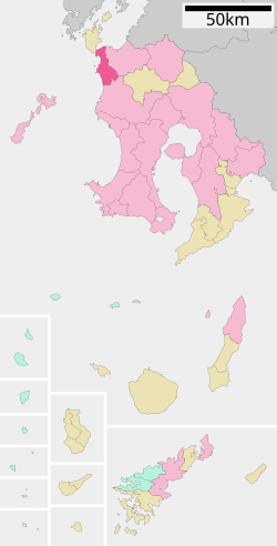 Location of Akune in Kagoshima Prefecture