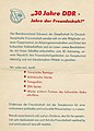 Aufruf der DSF zur Ausstellung "30 Jahre DDR-Jahre der Freundschaft !" Vorderseite