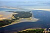 Luftbild von Barhöft mit Hafen und Insel Bock im Bodden