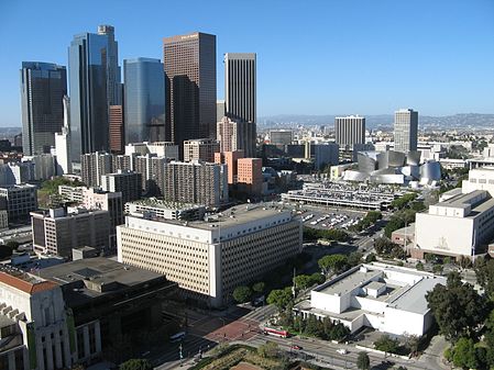 Downtown Los Angeles, county seat of Los Angeles County, California, the most populous county in the United States