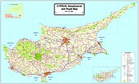 Geophysical and Road Map of Cyprus