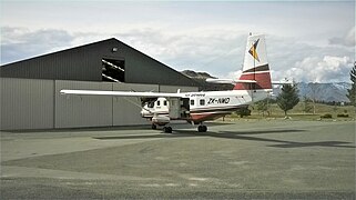 Air Safaris Nomad outside hangar at Tekapo, 2014