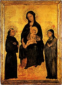 Gentile da Fabriano, Madonna and Child in Glory between Saints Francis and Clare.