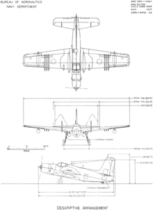 3-view line drawing of the Grumman AF-2S Guardian
