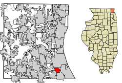 Location of Bannockburn in Lake County, Illinois.