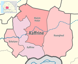 Kaffrine région, divided into 4 départements