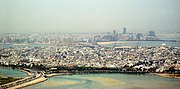 Muharraq in the foreground; Manama on Bahrain Island in the background