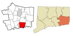Groton's location within New London County and Connecticut