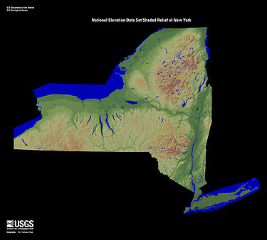Relief map of New York State.