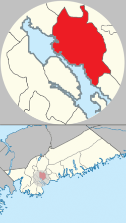 Location of Dartmouth, shown in red