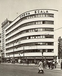Streamline Moderne - Scala Cinema (Bulevardul Gheorghe Magheru no. 2), Bucharest, by Rudolf Fränkel, 1935[88]