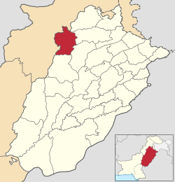 Karte von Pakistan, Position von Distrikt Mianwali hervorgehoben