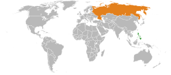 Map indicating locations of Philippines and Russia