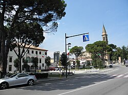 Piazza del Municipio (Town hall square) and Via Roma in Carrara San Giorgio