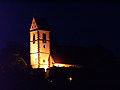 The Protestant town church at night