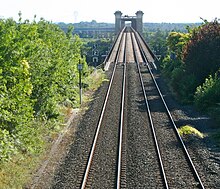 View of a railway bridge.