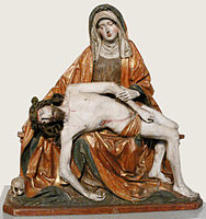 Swabian painted wood Pietà of c. 1500