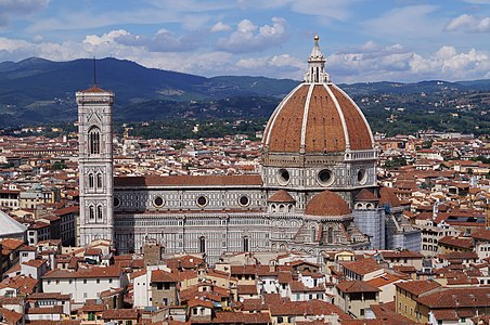 Florence Cathedral, Italy, has a free-standing campanile and the largest dome built before the 19th century.