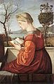 The Virgin Reading (1505–10), by Vittore Carpaccio. Literacy spread among upper-class women in Italy during the Renaissance.