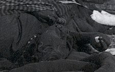 Detail from restored version: a face in profile, hand at right.