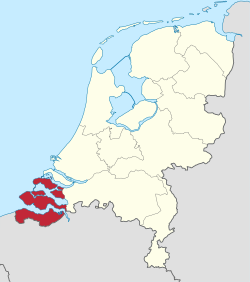 Location of Zeeland in the Netherlands