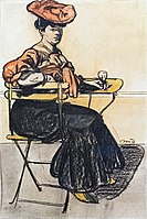 Femme attablée au café (c. 1908).