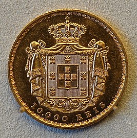 Coat of arms in the 10 000 réis coin of 1884