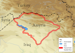 The Assyrian Triangle had the greatest concentration of indigenous Assyrians in both their native land and the world prior to the 2014 invasion of Iraq by ISIS,[1] and was the proposed borders for an autonomous Assyrian state following World War I.[2]