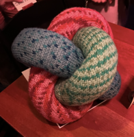 Borromean ring knitting project by knot theorist Laura Taalman