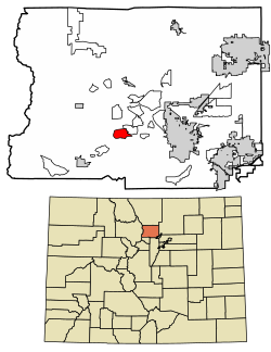 Location of the Sugarloaf CDP in Boulder County, Colorado.