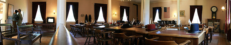 The inside of the Senate Chambers at the Benicia Capitol State Historic Park