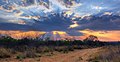 Crepuscular rays at sunset near Waterberg Plateau