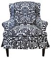 Damask slipcovered wing chair