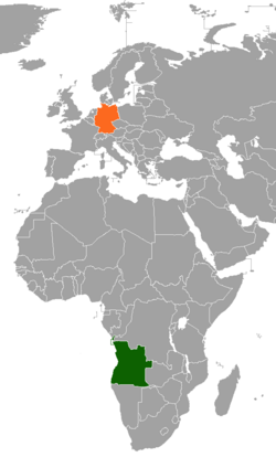 Map indicating locations of Angola and Germany