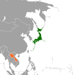 Map indicating locations of Japan and Laos
