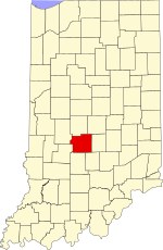 Map of Indiana highlighting Morgan County
