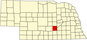 Map of Nebraska highlighting Hall County